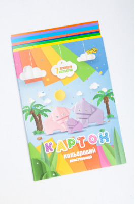 Картон кольоровий, 7 листів, А4, двосторонній, Тетрада